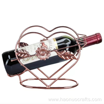 Iron art wine rack with double heart